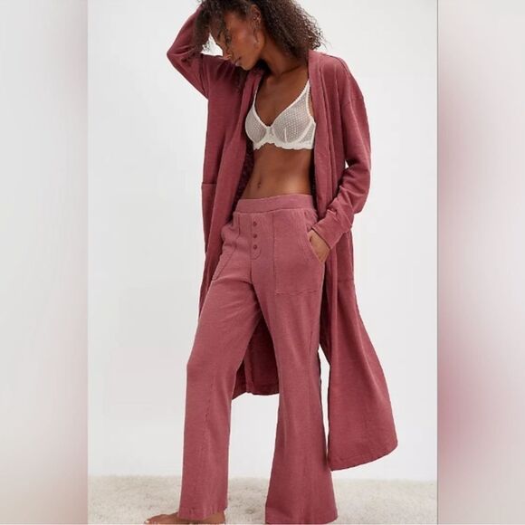 Free People Other - Free People S Babe I'm Yours Slim Fit Knit Cotton Flares Dried Currant Wine